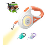 Guia Coleira Retrátil Pet Cachorros Regulagem Luz Led Rgb 5m Cor Laranja