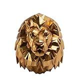Guichifun Decoração De Parede Com Cabeça De Leão Dourada Escultura De Parede De Leão De Resina De 35 Cm Decoração De Parede De Animal Vintage Para Amantes De Animais Selvagens