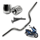 Guidão Cromado Moto Honda Pcx 150 2014 À 2018 Com Peso Pcx