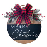Guirlanda De Feliz Natal Placa Pendurada Na Porta Da Frente