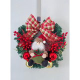Guirlanda De Natal Decorada Com Urso De Papai Noel 40cm