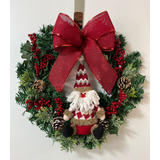 Guirlanda De Natal Decorada Com Urso De Papai Noel 40cm