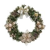 Guirlanda Decorada 36cm Porta Enfeite Natalino Premium Decoração Casa Natal Detalhes Champagne 