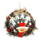 Guirlanda Decorada Boneco De Neve Pinha 30cm