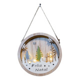 Guirlanda Feliz Natal Led Madeira Anel Encantado Taschibra Cor Marrom claro