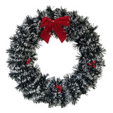 Guirlanda Natalina Nevada 36cm Com Laço Frutinha Decor Porta