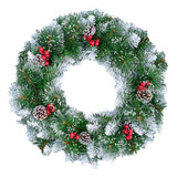Guirlanda Nevada Natal Pinhas Cerejas Luxo 110 Galhos 60cm