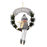 Guirlanda Sisal Com Placa Feliz Natal Boneco De Neve 40x26cm