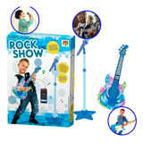 Guitarra Com Microfone E Pedestal Infantil Karaokê Som Mp3