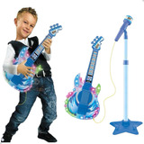 Guitarra Com Microfone Pedestal Infantil Som Luz Conecta Cel