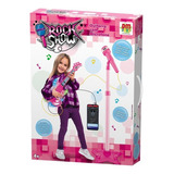 Guitarra Com Microfone Pedestal Som Rosa Rock Show dm Toys