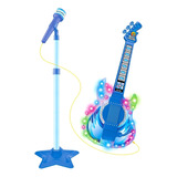 Guitarra E Microfone Infantil Azul Com