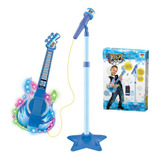 Guitarra E Microfone Infantil Brinquedo Som E Luz Meninos
