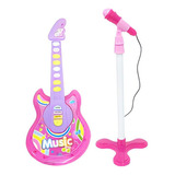 Guitarra E Microfone Musical Rosa Infantil