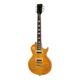 Guitarra Elétrica Para Canhoto Vintage Reissued Series V100afd De Mogno Flamed Amber Com Diapasão De Lignum Rosa