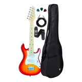 Guitarra Infantil Class Clk10 Cherry Sunburst kit Capa Cabo Cor Vermelho Material Do Diapasão Bordo Orientação Da Mão Destro