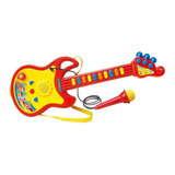 Guitarra Infantil Com Microfone Azul Com
