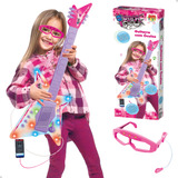 Guitarra Infantil Com Óculos Microfone De Cabeça Luz Som