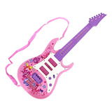 Guitarra Infantil Elétrica C Som E Luz Rosa Art Brink
