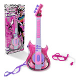 Guitarra Infantil Musical C Microfone De Palco Mega Compras Cor Rosa