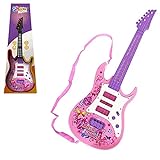 Guitarra Infantil Musical Rosa Star Com Luz 52cm