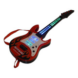 Guitarra Infantil Rock Band Vermelha Musical Com Luz E Som