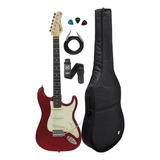 Guitarra Tagima Tg500 Bk Stratocaster Capa Luxo E Correia