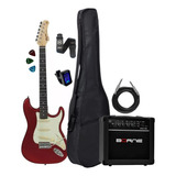 Guitarra Tagima Tg500 Bk Stratocaster Cubo G30 E Acessórios