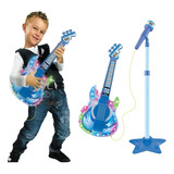 Guitarrinha Com Microfone Infantil Som Luz