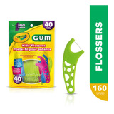 Gum Combo 4x Flosser Crayola 160 Un Fio Dental Com Haste