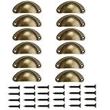 GYJGUMK 12 Maçanetas De Metal Bronze 50X20Mm Puxadores De Porta Vintage Puxadores De Armário De Cozinha Puxadores De Gaveta De Copo De Cobre Puxadores De Móveis Ferragens Com Parafusos Cobre Bronze