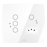 Interruptor Touch 4 Botões Wi-fi + 1 Tomada Dometek Cor Branco 20a