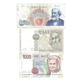 Itália 3 Cédula Antiga 1 Mil Lira 1962/1982 E 1990 G. Verdl 