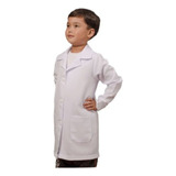 Jaleco Infantil Em Oxford Branco Mangas Longas Unissex