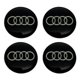 Jogo De Emblemas Resinado Para Roda Audi Preto 51 Ao 58mm
