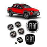 keemo-keemo Kit 8 Emblemas Fiat Preto Strada Adventure 18 16v Cd