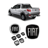 kem-kem Kit 8 Emblemas Fiat Preto Strada Hard Working 14 Cd