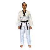 Kimono Taekwondo Dobok Infantil Gola Preta Tecido Olímpico