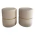 Kit 02 Puffs Linho Bege Cinta Dourada Egodecor