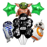 Kit 11 Balões Latex Festa Star Wars Yoda Darth Decoração Cor Verde