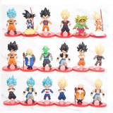 Kit 18 Bonecos Miniaturas Dragon Ball Super Goku Vegeta Azul