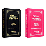 Kit 2 Biblias Letra Gigante Luxo Popular De João Ferreira De Almeida Preta E Pink Em Português - Sem Indice