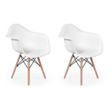 Kit 2 Cadeiras Eames Eiffel Com Braços Magazine Decor Cor Branco