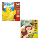Kit 2 Livro Infantis Bebê Sons De Animalzinho Fazendinha Zoo