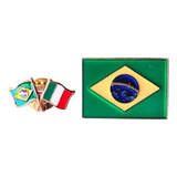 Kit 2 Pins Bandeira Brasil + Bandeira Cruzada Brasil Itália