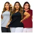 Kit 3 Blusas Bata Com Manga Feminina Plus Size Evasê Solta