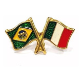 Kit 30 Bótom Pim Bandeira Brasil X Itália Folheado A Ouro