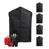 Kit 5 Capa Protetora P Terno Roupa Vestido Antimofo C/ Zíper Cor Preto