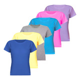 Kit 6 Blusas Camiseta Básica Feminina Algodão Escolha Cores