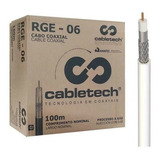 Kit 6 Caixa Cabo Coaxial Rg6 Branco 60% Bobin 100m Cabletech